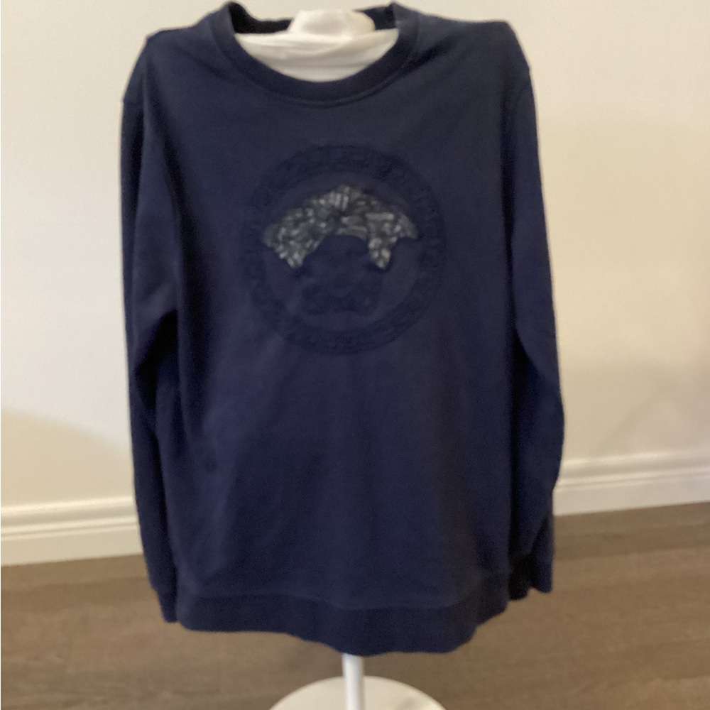 VERSACE Navy Sweatshirt with Embossed Design size L - Picture 2 of 5
